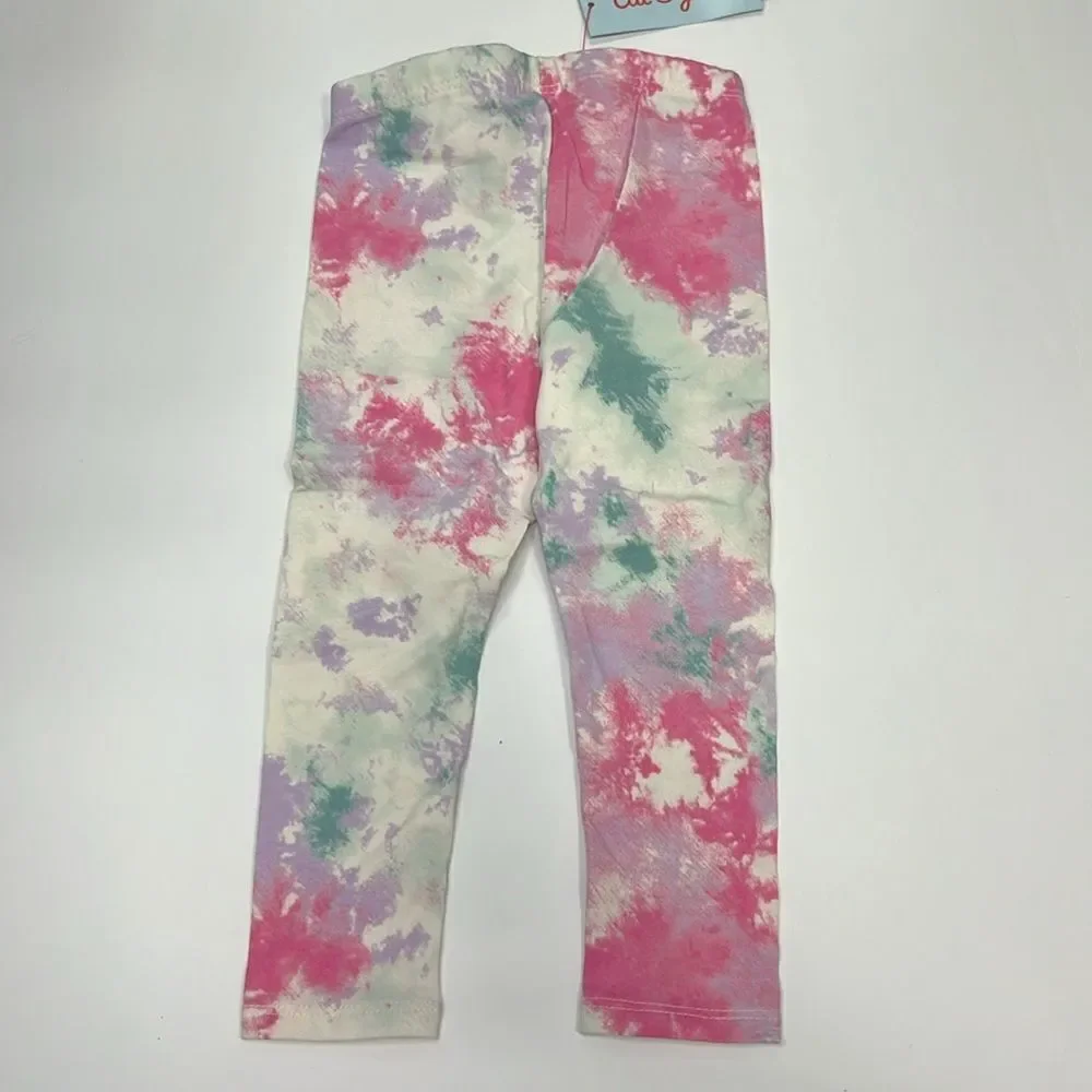 Cat & Jack Kids Girls Tie Dye Durable Knee Printed Leggings Size 2T